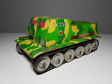 Altes DDR Sowjetische Blechspielzeug Soldaten Raupe BY-3377 Panzer Auto USSR
