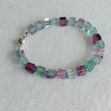 Armband mit multi Fluorid u. Tansanit, echt Silber Magnetverschluss,  ca. 19cm