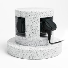 SSC-LUXon Gartensteckdose Steinoptik Außensteckdose 4-fach rund Granitoptik IP44