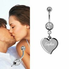 Bauchnabelpiercing Herz mit pers. GravuR, Chirurgenstahl&Sterling Silber-NEU