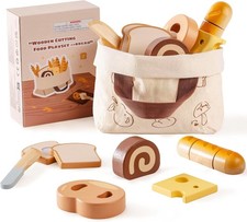 Robud Holz Schneiden Essen Spielset - Montessori Pretend Küche Spielzeug