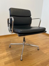 Vitra Charles Eames EA 208 Chair SoftPad Leder schwarz Original 