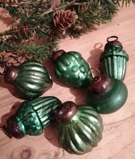 6er Set Christbaumkugel  Dia 3,5 cm, Glas , antikgrün Weihnachtsschmuck