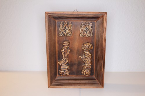 Antikes holzrelief wandbild - holzrelief,