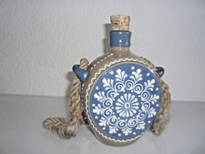 Keramikflasche, Hirtenkrug, 60iger Jahre blau-weiß, Marke