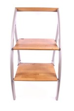 Biesse Klappleiter Trittleiter 2-stufig Haushaltsleiter Leiterhocker Holz Stahl