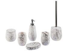 Beliani 6-teiliges Badezimmer-Set Keramik Cremeweiß Callela, Badaccessoires, Zah