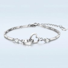 Armband Band Armkette Silber Herz Heart Filigran Boho Doppel Edel Damen Süß