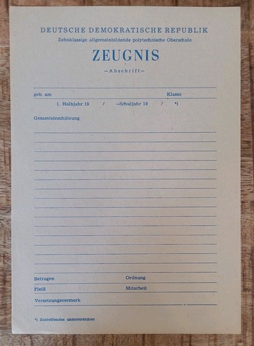 Ddr zeugnis pos - ddr,