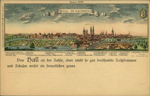 Ansichtskarte hall sachsen - ansichtskarte, in