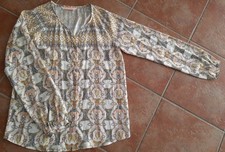 Max Volmary Seiden Bluse beige tolles Muster Gr. 36 ungetragen, hoher Neupreis