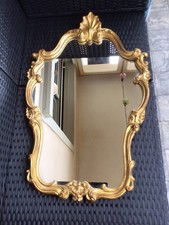 Alter dekorativer  Spiegel Wandspiegel gold Holz Belgien Höhe ca. 75 cm