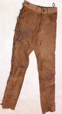 VAN CLEEF HERREN Schnür- LEDERJEANS BIKER Lederhose  ca W27 JEANS 103cm