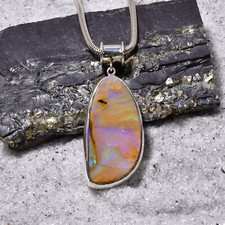 Boulder Opal Anhänger, 925er Silber, Edelsteinanhänger (13481), Edelsteinschmuck