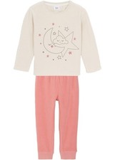 2-tlg Set Fleece Pyjama Gr. 128/134 Sandbeige Rauchrose Mädchen Schlafanzug Neu*