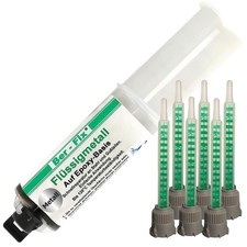 Ber-Fix 25g  2K Flüssigmetall hitzebeständig 120°C + 6 Spitzen Metallkleber