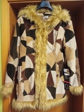 ECHTLEDER,Ausgefallene Lange Jacke/ Kurzmantel, Vintage , Patchwork, Größe 40/42