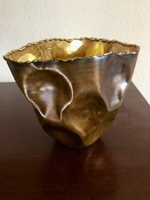 Moderne Dekoschale Metall, goldfarben mit Teelicht, wie neu