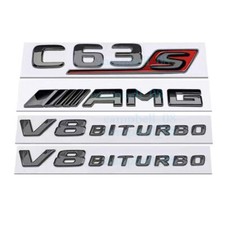 Für Mercedes-Benz C63S AMG V8 BITURBO Emblem Aufkleber Badge Schwarz Glänz Rot