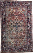 Antik! Isfahan 208 x 132cm Esfahan Silk Carpet Rug handgeknüpft Orientteppich