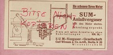 BERLIN, Werbung 1932, SUM-Vergaser-Gesellschaft Carl Wirsum& Co. mbH Kraftstoff