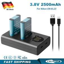 2 x 2500mAh EN-EL23 Akku & Ladegerät Für Nikon Coolpix P600 P610 P900 B700 S810C