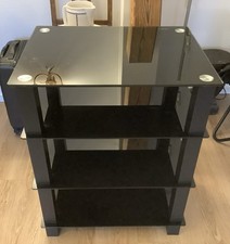 FITUEYES TV Rack HiFi Regal Audio Schrank Glas und Alu 600X455X770MM