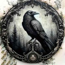 Rabe Hexe Alchemie Metall Wand-Deko Germanen Wandbild Schild Gothic