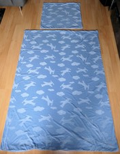 Lucenta Bettwäsche Facettenplüsch Flugzeuge/Wolken 80x80 135x200 Reißverschluss