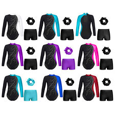 DE Mädchen Sets Haarband Tanzbekleidung Wettbewerb Outfits Eiskunstlauf Trikot