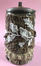 1.v5: ½ Liter Steinzeug Relief Krug Mettlach #368 Bierkrug Villeroy & Boch ~1850