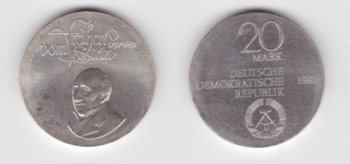 Ddr silber gedenk münze - münze, 20