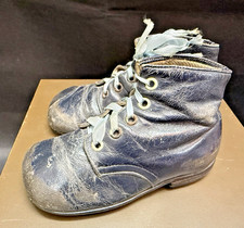 Antike Handgefertigte Kinderschuhe Leder Schnürstiefel Leder