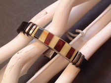 Individuelles Bernstein Armband - Amber - Edelstahl & Leder - 17 - 20,5 cm TOP !