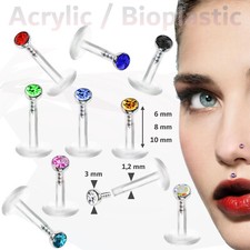 Piercing Labret Ohr Stab Lippe Helix Tragus Stecker Bioplastik ++BLITZVERSAND++