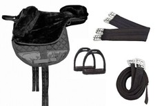 SET MiniSHETTY Mini Shetland Pony FELLSATTEL Kunstfellsattel SATTEL HOLZPFERD 