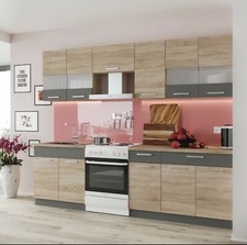 KÜCHE KÜCHENZEILE KÜCHENBLOCK EINBAUKÜCHE KÜCHENSCHRÄNKE - ALINA, SONOMA EICHE 