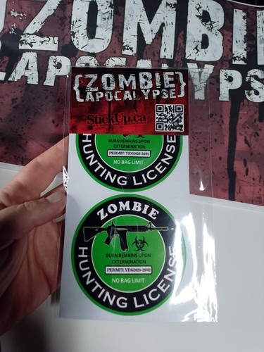 Zombie hunting license sticker - hunting,