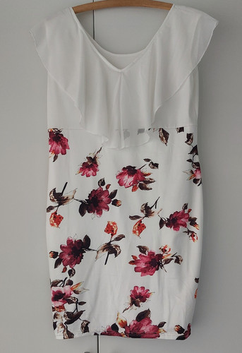 Abendkleid weiß blumenmuster - abendkleid,