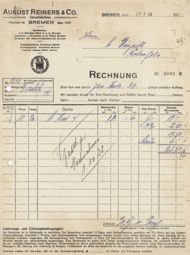 Rechnung august reiners co - rechnung,