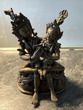 Vintag Tibetische Nepalesische Bronze-Figur Yab-Yum Buddha Vajrayana Buddhismus
