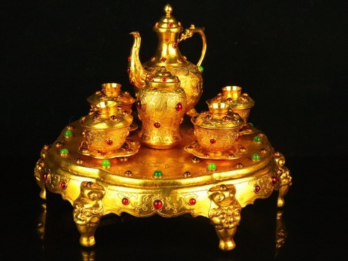 24k gold gilt inlay - gold, edelsteine