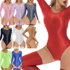 Glossy Body Damen Glanz Catsuit Dessous Rundhals Unterziehbody StretchStringbody