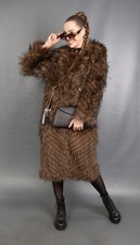 6548 NEU TOLLER ECHT FINN WASCHBÄR MANTEL LUXUS PELZ JACKE LANG WUNDERSCHÖN GR M