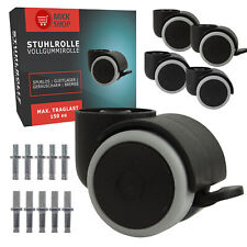 Stuhlrolle Gewindestift Bürostuhl Vollgummirolle Teppichrolle 150 kg 1+5 Stück