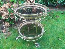 Schöner antiker MESSING Teewagen Rockabilly 50er-Jahre Servierwagen TEA-TROLLEY