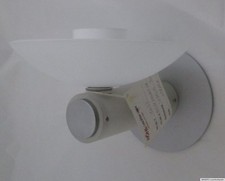 Design Wandleuchte Teller Lampe Glas Weiß Alu Silber GY 6.35 Ausstellungsstück