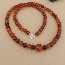 top Bernstein  Edelstein  kette,,58  cm,  einmalig Kugel  ,Silber   ( Y  - 2 *)