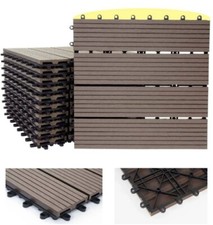 11 Stück WPC Terrassenfliesen Bodenbelag in Holzoptik Fliesen 30 × 30 cm für 1m²