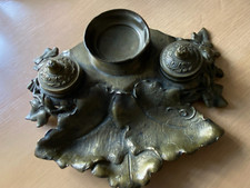 alte antike Schreibtisch Garnitur Messing